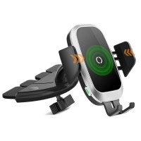 Wireless Car Charger Mobile Phone Holder Air Vent CD Slot Phone Mount Qi Cell Phone Fast Charging Auto Clamping Car Mount