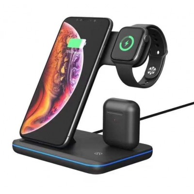 Amazon Hot Sale Qi Universal Watch Charger 3 in 1 Wireless Charging Station